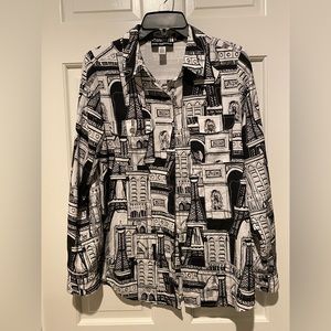 Karl Lagerfeld Paris Pen Art Eiffel Tower Blouse
